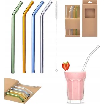 BAREVNÉ SKLENĚNÉ BRČKA A KARTÁČEK ČISTICÍ SADA NA NÁPOJE OPAKOVANĚ POUŽITELNÉ EKO 4 ks