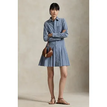 Dámské šaty Bavlněné šaty Polo Ralph Lauren 211972069 modrá 55A, vel. 38