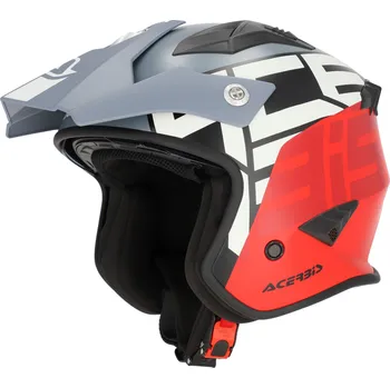 Helma na motorku Přilba Acerbis JET ARIA GRAPHIC Skútr Trial šedo-červená Motocyklová ochrana