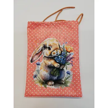 Stahovací pytlík digitální tisk 27 x 20 cm - zajíček na lososové