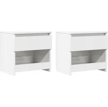 Noční stolek Bílé noční stolky z dřevotřísky, 40 x 30 x 39 cm