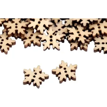 Knoflík Dřevěný dekorační knoflík vločka - přírodní (5ks)