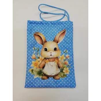 Stahovací pytlík digitální tisk 27 x 20 cm - zajíček na světle modré