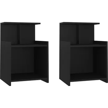 Noční stolek Černé noční stolky se 3 policemi 40 x 35 x 60 cm