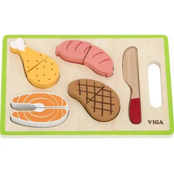 Hra na obchod Viga Dřevěná sada jídla-krájení