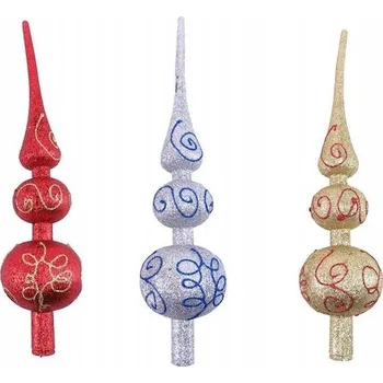 Vánoční dekorace Špička na vánoční stromeček klasická ozdoba zlatá stříbrná červená 1 ks 28,5 cm