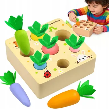 Dřevěná hračka DŘEVĚNÁ DOVEDNOSTNÍ HRA MONTESSORI MRKVE PRO DĚTI DÁREK