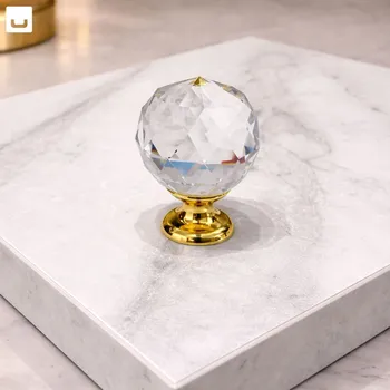 Obraz Křišťálová úchytka CRYSTAL Palace CRPJ, zlatý lesk, průměr 30 mm