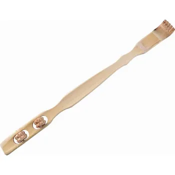 ŠKRABADLO NA ZÁDA OBOUSTRANNÉ S MASÁŽNÍM VÁLEČKEM DŘEVĚNÉ DLOUHÉ 47 cm