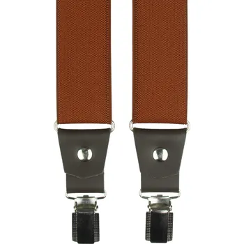 Kšandy Cihlové pánské široké kšandy s tmavě hnědou pravou kůží