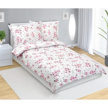 Povlečení Bellatex Růže růžové 140 x 200, 70 x 90 cm zipový uzávěr
