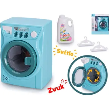 Dětský spotřebič Pračka na baterie se světlem, zvukem a doplňky 14 x 10 cm modrá