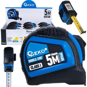 metr Geko Dvoustranný nylonový svinovací metr s automatickou aretací 5 m/19 mm TŘÍDA I – kartonová krabička (12/120)