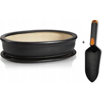 Květináč Černý keramický Květináč na bonsaje Polnix 40 cm
