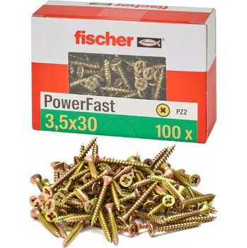 Vrták ŚRUBY WKRĘTY 3,5x30 mm PZ2 DO DŘEVĚNÝCH PRKEN 100 KUSŮ FISCHER