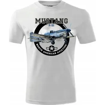Pánské oblečení Tričko STRIKER Mustang P-51 Barva: bílá, velikost: S