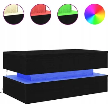 Konferenční stolek Konferenční stolek s RGB LED osvětlením, černý dub, 90 x 50 x 40 cm
