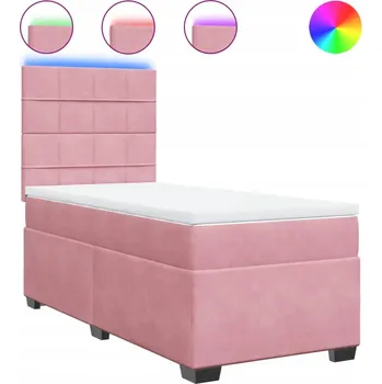 Postel Kontinentální postel růžová s LED 200x90x140,5/150,5 cm, matrace 90x200x20 cm