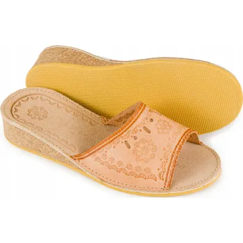 Dámská obuv Dámské horské pantofle na koturnu, hnědé, domácí, nazouvací boty, velikost vel.