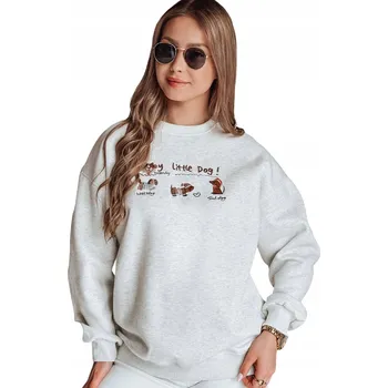 Dámská mikina Mikina dámská oversize s výšivkou jezevčíků šedá BY1499