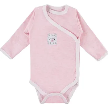 Kojenecký body EEVI Kojenecké body dl. rukáv, zapínání bokem Ovečka, růžové, vel.56