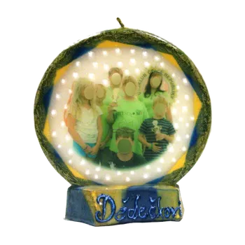 Svíčka Svíčka kruh foto MANŽELÉ modro-žlutá – ručně vyráběná, certif...