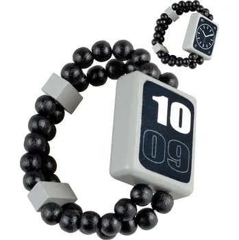 Dětské navlékací korálky DETOA DŘEVO Hodinky černé náramkové oboustranné náramek s korálky 33500002