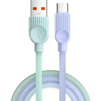 ESSAGER ES-X73 opletený nabíjecí a datový kabel - USB-A na USB-C - 1 m - mentolovofialový