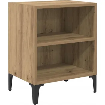 Noční stolek Dřevěný noční stolek Dub Artisan 40 x 30 x 50 cm se 2 policemi