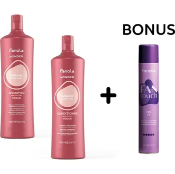 Šampon AKCE: Fanola Wonder Volume - objem pro jemné vlasy - šampon, 1000 ml a kondicionér, 1000 ml + FIX IT - lak na vlasy, 500 ml