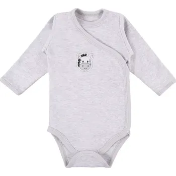 EEVI Kojenecké body dl. rukáv, zapínání bokem Zebra, šedé, vel.56