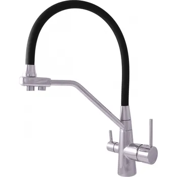 vodní filtr Aqua Aurea trojcestná baterie Iris s černou ohebnou hubicí, plnící funkci sprchy