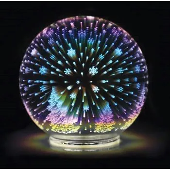 Vánoční dekorace Skleněná svítící koule průměr 12cm, 3D efekt, (na 3 minitužkové baterie)