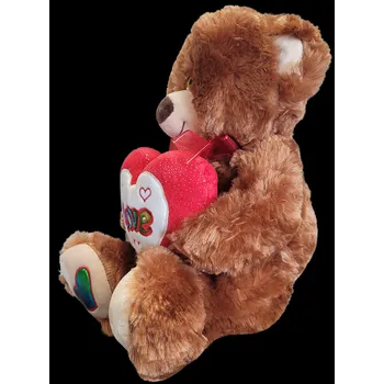 plyšák PLYŠÁKOV - Medvěd se srdcem a mašlí hnědý 30 cm