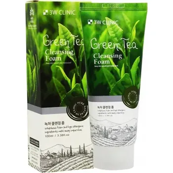 3W CLINIC Čisticí pěna na obličej se zeleným čajem – jemná pěna pro čištění pleti
