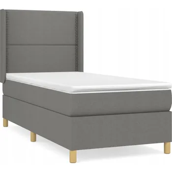 Postel Kontinentální postel tmavě šedá 203 x 103 x 118/128 cm s matrací 100 x 20 cm