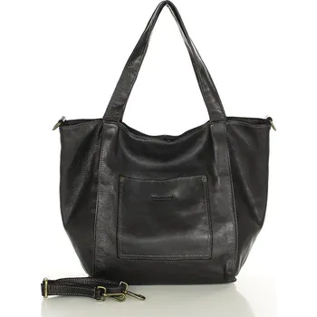 Kabelka Černá prostorná kožená shopper kabelka (v241a) Velikost: ONE SIZE