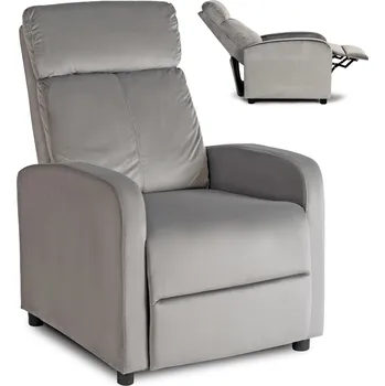 Křeslo Polohovatelné čalouněné křeslo DANNY šedé/velur