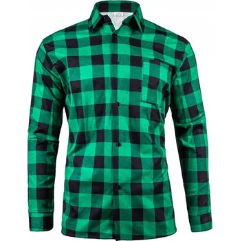 Pánská košile Ležérní košile JHK zelená kostkovaná bavlněná s dlouhým rukávem střihu regular, velikost XL