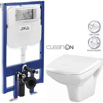 WC sada JIKA předstěnový instalační 8 cm systém bez tlačítka + WC CERSANIT CLEANON CARINA + SEDÁTKO H894652 X CA2