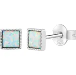 Stříbrné náušnice pecky s bílým opálem LPS0866W