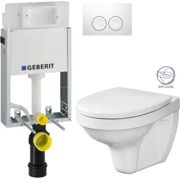 WC sada GEBERIT KOMBIFIXBasic vč. bílého tlačítka DELTA 21 + WC CERSANIT DELFI + SOFT SEDÁTKO 110.100.00.1 21BI DE2