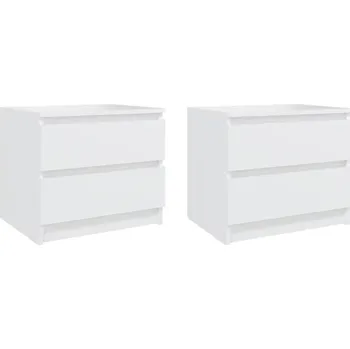 Noční stolek Bílé noční stolky 50 x 39 x 43,5 cm se 2 zásuvkami