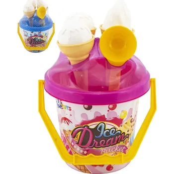 Koupání kojence _Ostatní 1_ Pískový set kyblík s formičkami zmrzlina 9ks 2 barvy v síťce 00880106