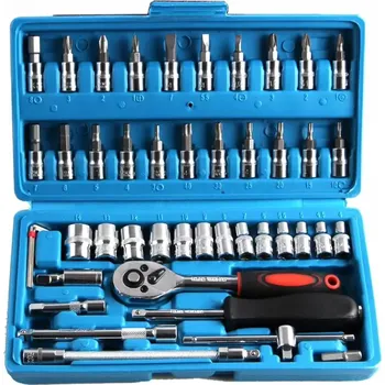 Klíč 46 DÍLNÁ SADA NÁSTRČNÝCH KLÍČŮ BITŮ RAČNA KUFR ADAPTÉRY KLÍČE