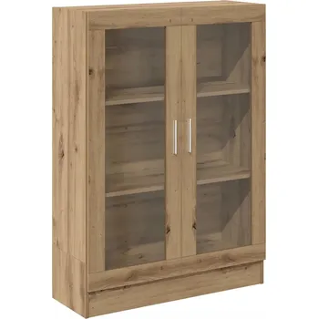 Knihovna Knihovna, regál na knihy, dub artisan, 82,5 x 30,5 x 115 cm, se skleněnými dvířky