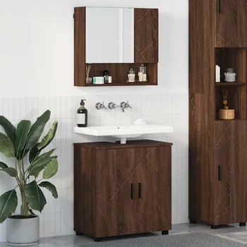 Koupelnový nábytek Sada koupelnového nábytku Nástěnný s úložištěm 2 pcs Hnědý dub Hnědá3392940