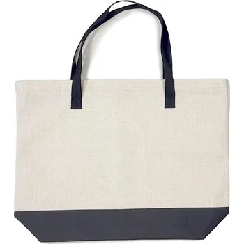 Nákupní taška Grawerton Taška Vanilla Split - lněný vzhled, s černými uchy