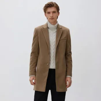 Dámský kabát Reserved - Kabát s příměsí viskózy - béžová - 518EF-08X - 518EF-08X-XXL