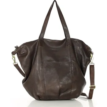 Kabelka Dámská kožená shopper taška s kapsami - It bag Barva: Hnědá